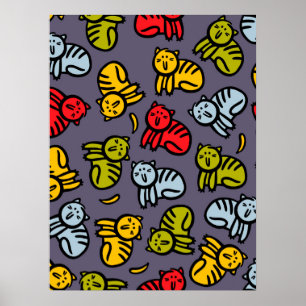 Póster Gatos más bananas