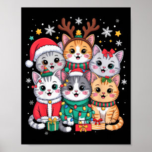 Póster Gatos Navidad Hombres Mujeres Niños Santa Reno Gat