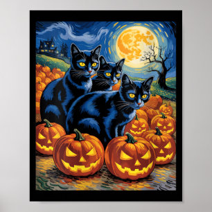 Póster Gatos Negros de estilo Van Gogh para Mujeres en Ha