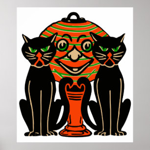 Póster Gatos negros de Halloween de 1940
