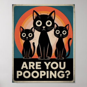 Póster Gatos Negros Divertidos ¿Estás Defecando? Gato Div