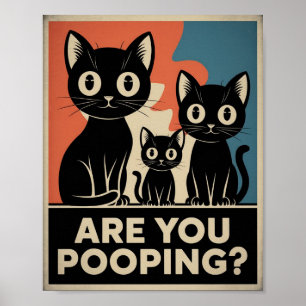 Póster Gatos Negros Divertidos ¿Estás Defecando? Gato Div