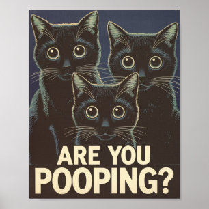 Póster Gatos Negros Divertidos ¿Estás Defecando? Gato Div