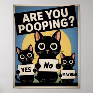 Póster Gatos Negros Divertidos ¿Estás Defecando? Gato Div