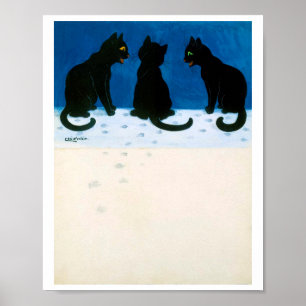 Póster Gatos negros en la nieve, Louis Wain