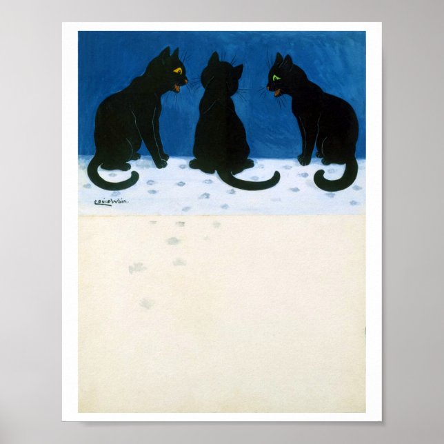 Póster Gatos negros en la nieve, Louis Wain (Frente)