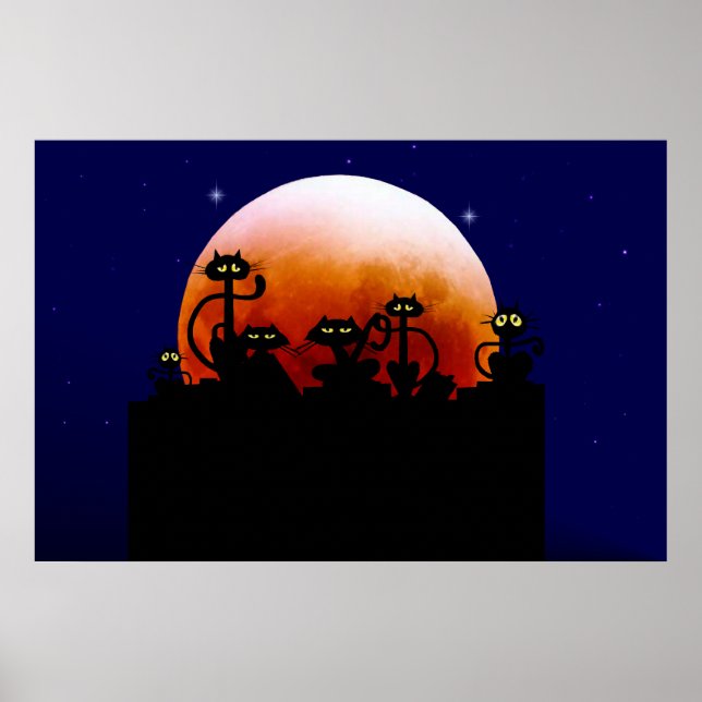 Póster Gatos Negros En Un Poster De Valla (Frente)