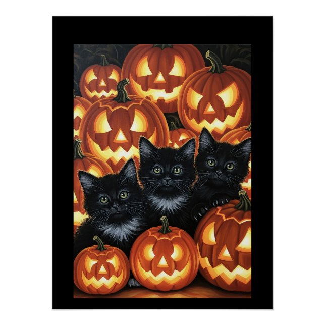Póster Gatos negros y Jack O’Lanterns (Anverso)