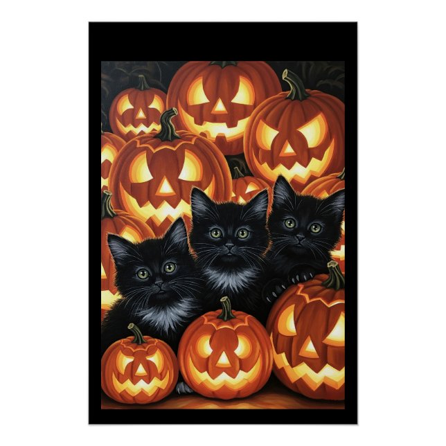 Póster Gatos negros y Jack O’Lanterns (Anverso)