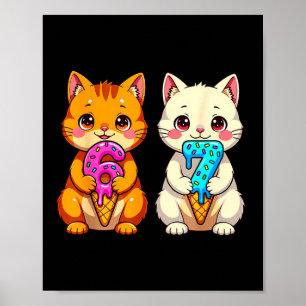 Póster Gatos Neko Adorables Kawaii 67 Drip Meme Divertido
