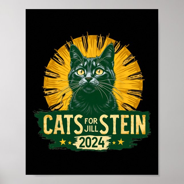 Póster Gatos Para Jill Stein Para Presidente 2024 Ee.Uu.  (Frente)