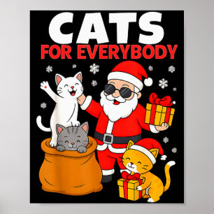 Póster Gatos para todos divertidos gatos de Navidad Xmas 