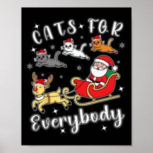 Póster Gatos Para Todos Divertidos Vestidos De Santa Xmas