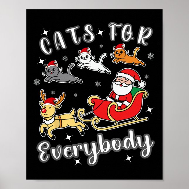 Póster Gatos Para Todos Divertidos Vestidos De Santa Xmas (Frente)