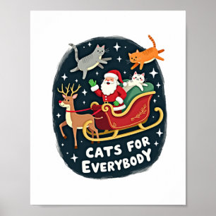Póster Gatos para todos Navidad Gato Divertido Navidad Mu