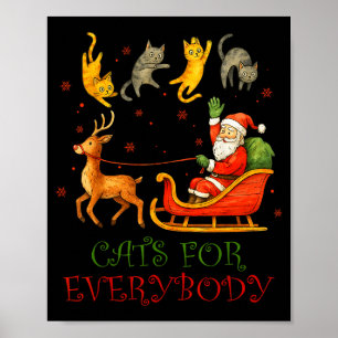 Póster Gatos para todos Navidad Gato divertido Navidad Sa