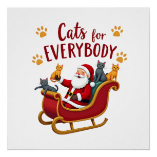 Póster Gatos para todos Navidad Gato Divertido Xmas Mujer