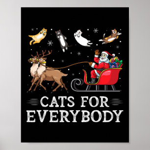 Póster Gatos Para Todos Navidades Gato Diversión Noche Mu