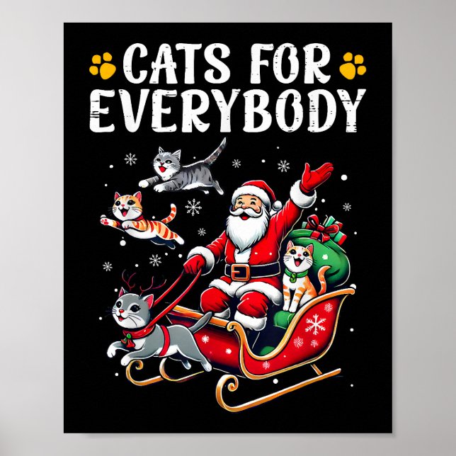 Póster Gatos Para Todos Navidades Gato Gracioso (Frente)