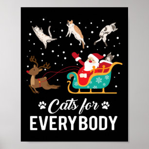 Póster Gatos Para Todos Navidades Gato Gracioso Navidad S