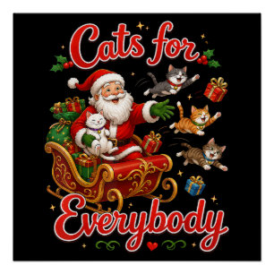 Póster Gatos para Todos Santa Divertido Navidad