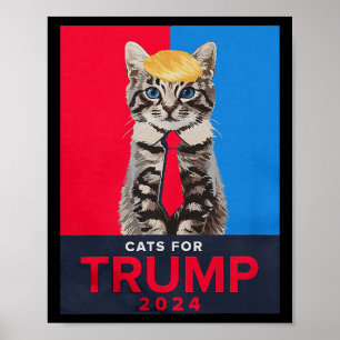 Póster Gatos Para Trump 2024 Divertido Tee Para Vance Tru