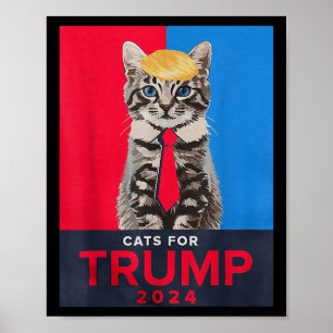 Póster Gatos Para Trump 2024 Divertido Tee Para Vance Tru