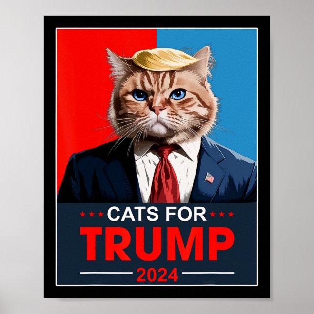 Póster Gatos Para Trump 2024 Divertido Voto Para Los Gato (Frente)
