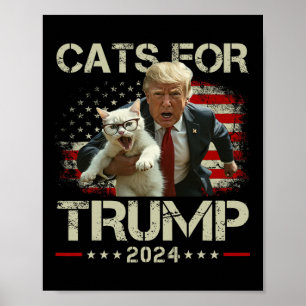 Póster Gatos Para Trump 2024 Divertido Voto Para Trump - 
