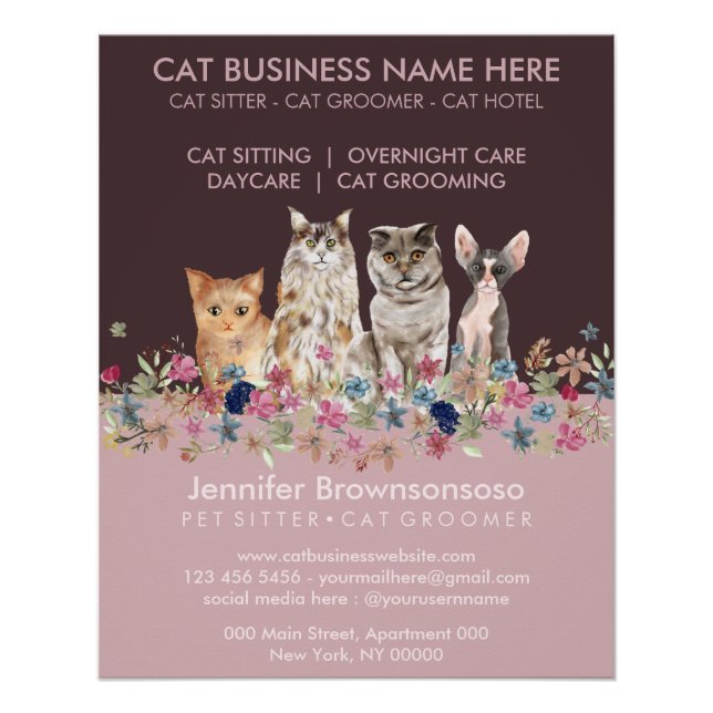 Póster Gatos Pequeños Rosados Lindos (Anverso)