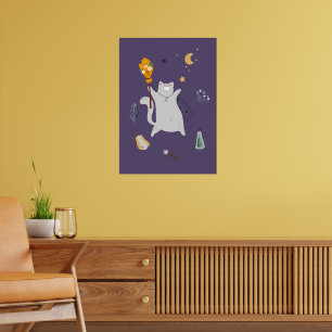 Póster Gatos personalizados divertidos con escobas, calab
