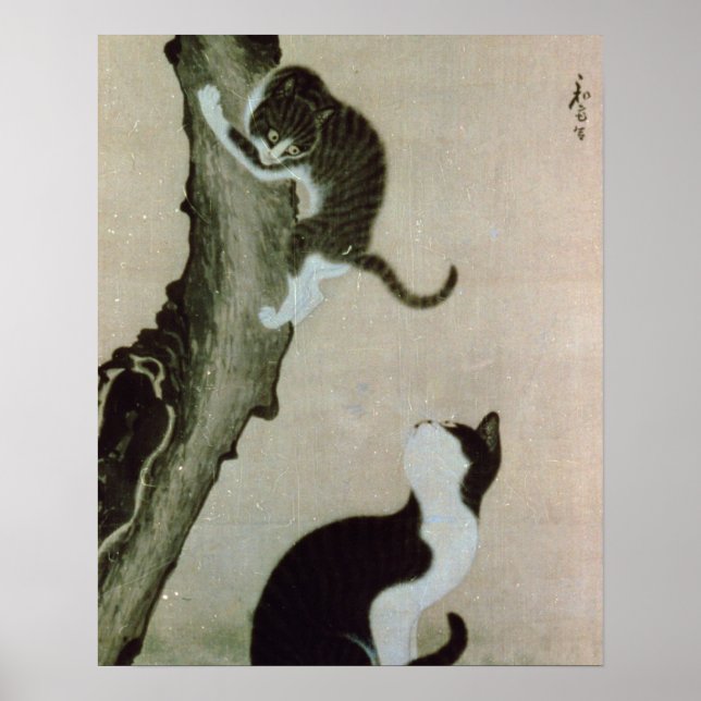 Póster Gatos, siglo XVII (tinta sobre seda) (Frente)