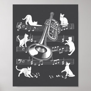 Póster Gatos Trompeteros Para Trompetista Amante de los G