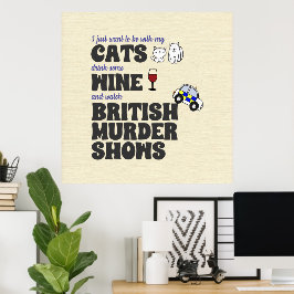 Póster Gatos, vinos y espectáculos de asesinatos británic
