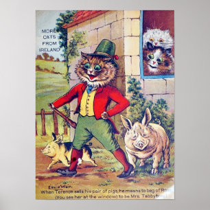 Póster Gatos y Cerdos, Louis Wain