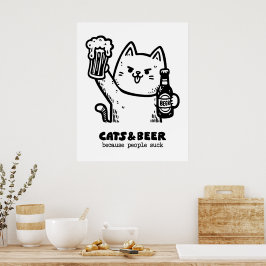 Póster Gatos y cerveza 1