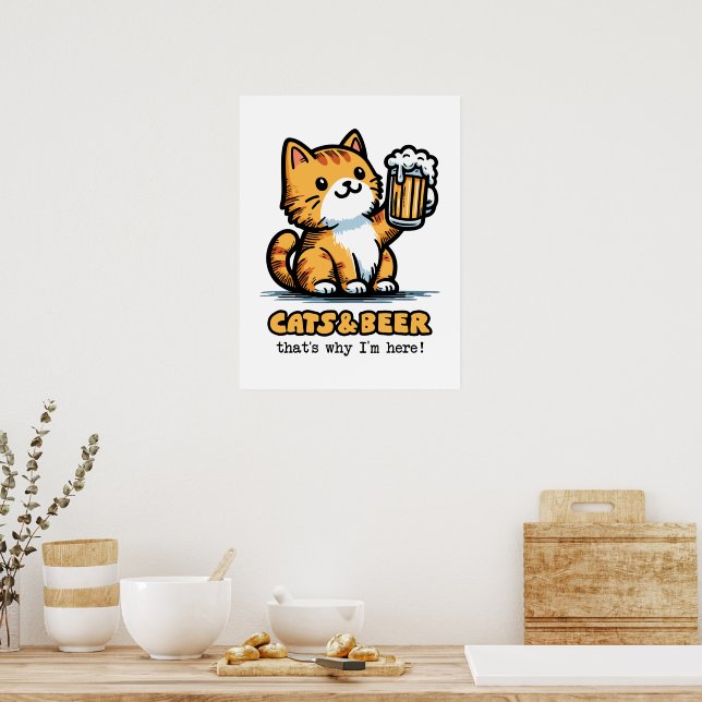 Póster Gatos y cerveza 2 (Cocina)