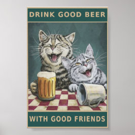 Póster Gatos y cerveza de cosecha