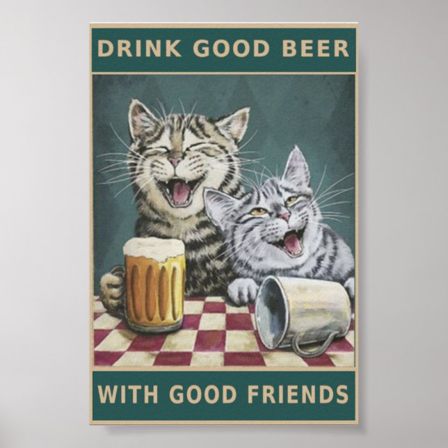 Póster Gatos y cerveza de cosecha (Frente)