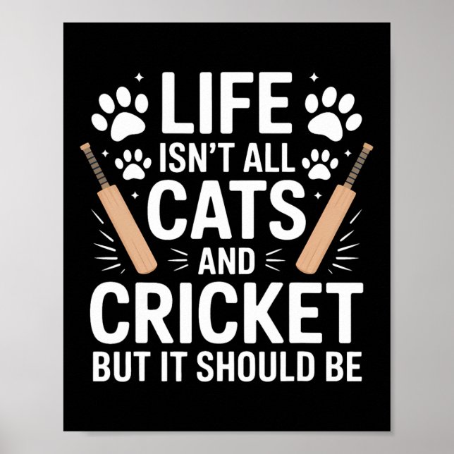 Póster Gatos y cricket divertido cricket  (Frente)