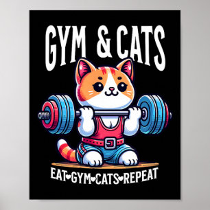 Póster Gatos y ejercicio en el gimnasio divertido gatito 