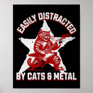 Póster Gatos Y Estrella De Rock Pesado De La Música De Lo