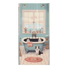Póster Gatos y Gatitos Retro Adorables en el Baño
