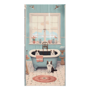 Póster Gatos y Gatitos Retro Adorables en el Baño