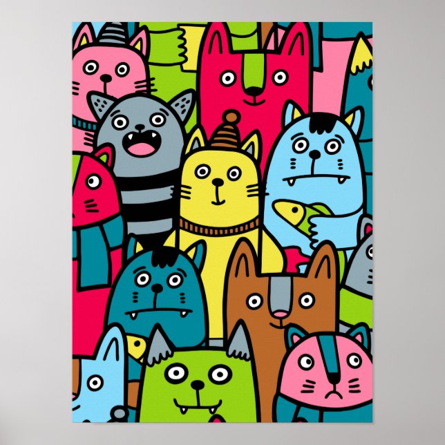 Póster Gatos y gatos (Frente)