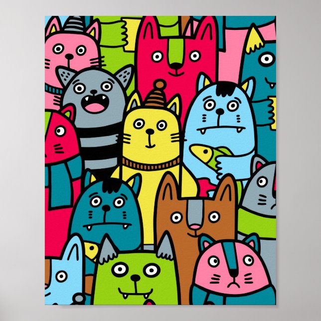 Póster Gatos y gatos (Frente)