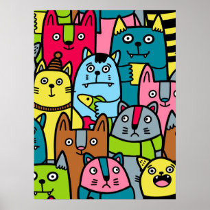 Póster Gatos y gatos