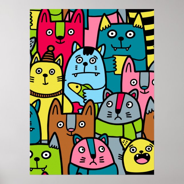 Póster Gatos y gatos (Frente)