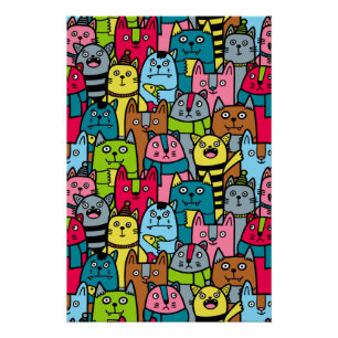 Póster Gatos y gatos
