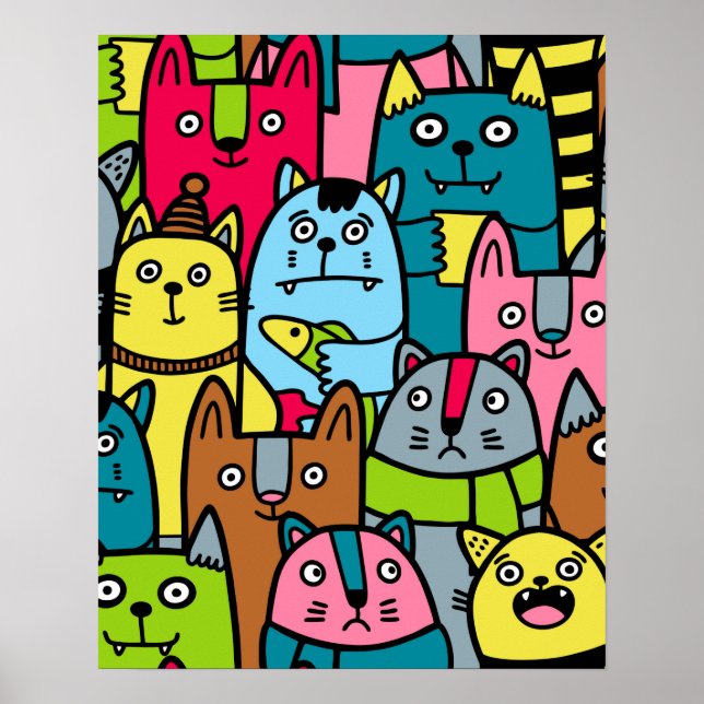 Póster Gatos y gatos (Frente)